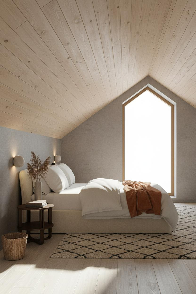 Green Bed Frame Attic Bedroom Scandi