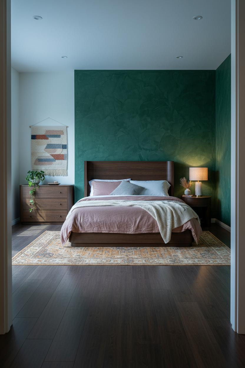 Green Earthy Bedroom Forest Plaster Wood