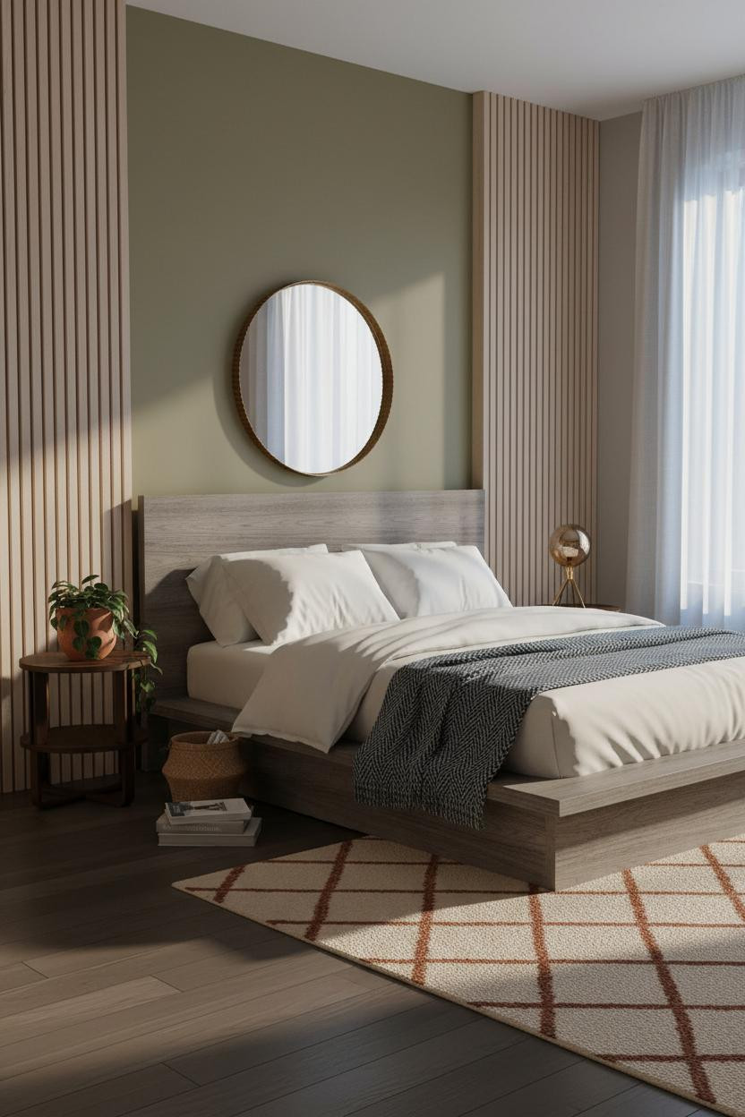 Green Earthy Bedroom Japandi Morning Light