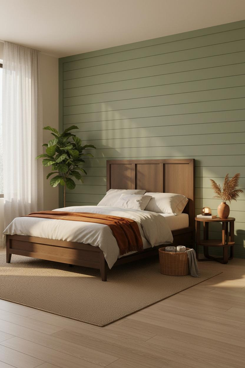Green Earthy Bedroom Sage Shiplap Natural Light