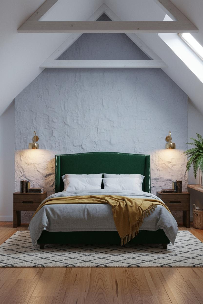 Green Emerald Bed Frame Attic Bedroom Ideas