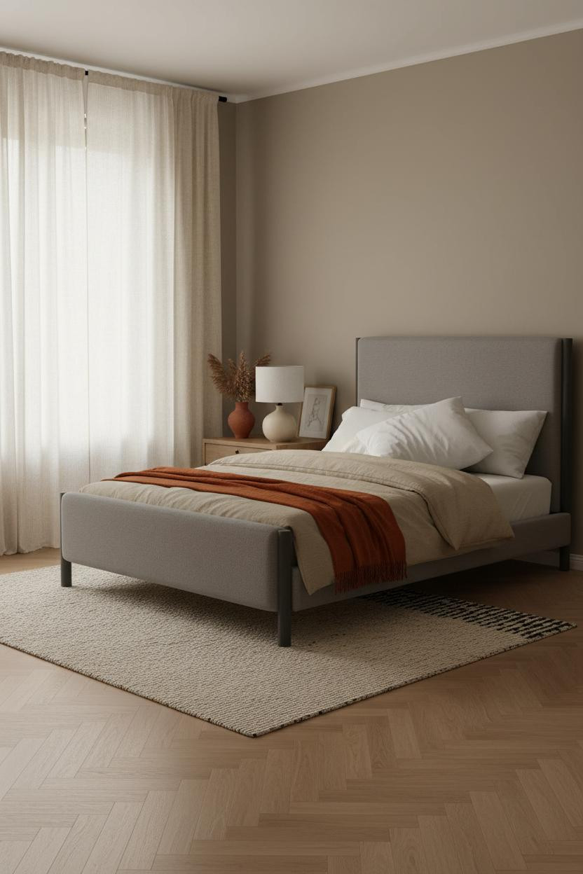 Grey Bed Frame Bedroom Cozy Light Gray