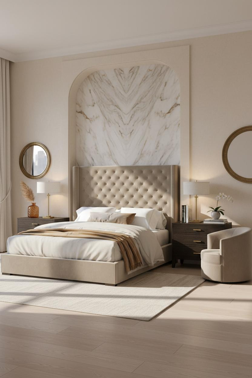 Grown Women Bedroom Art Deco Marble Glam