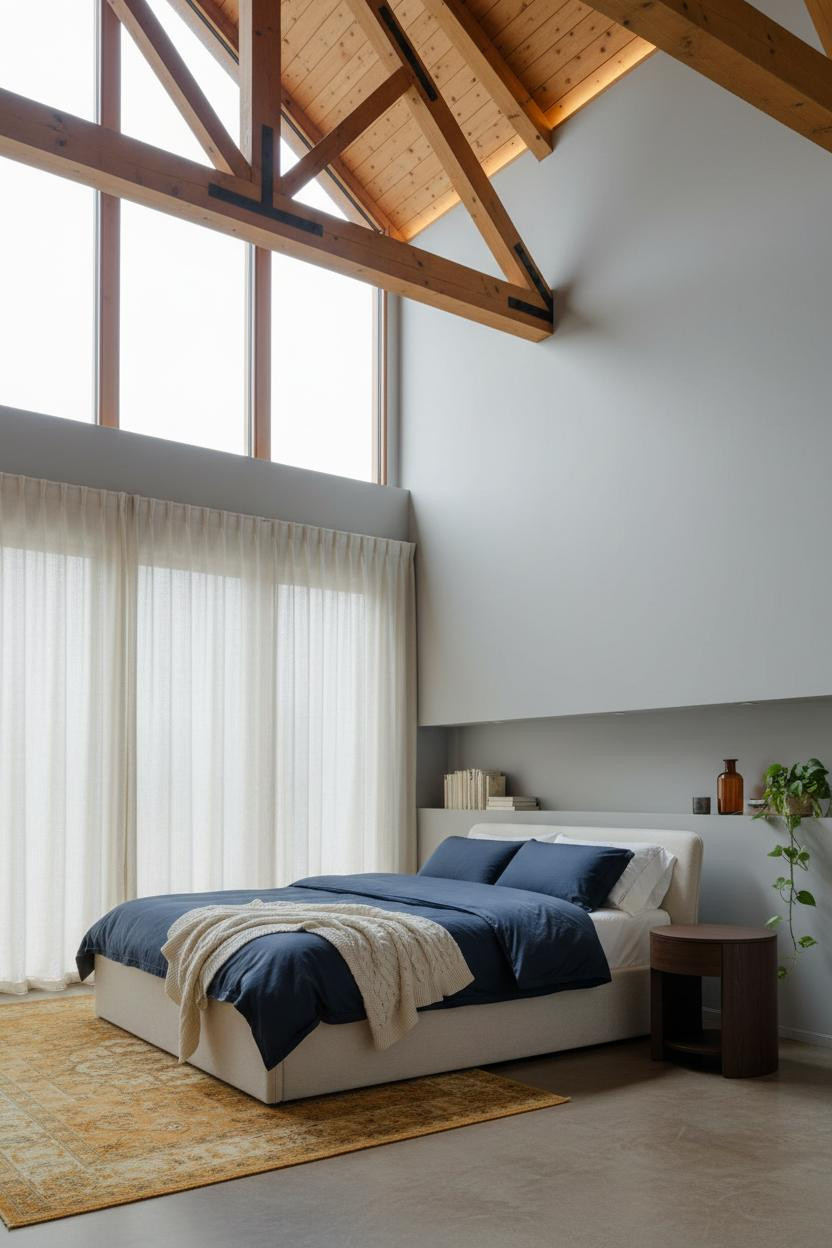 High Ceiling Bedroom Cathedral Vault Modern