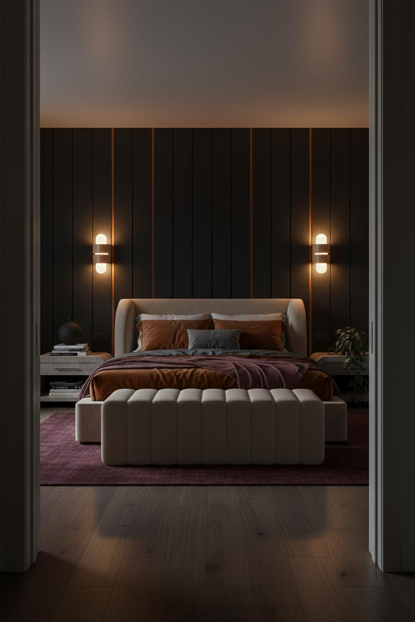 Hot Bedroom Couples Charcoal Paneling Romantic