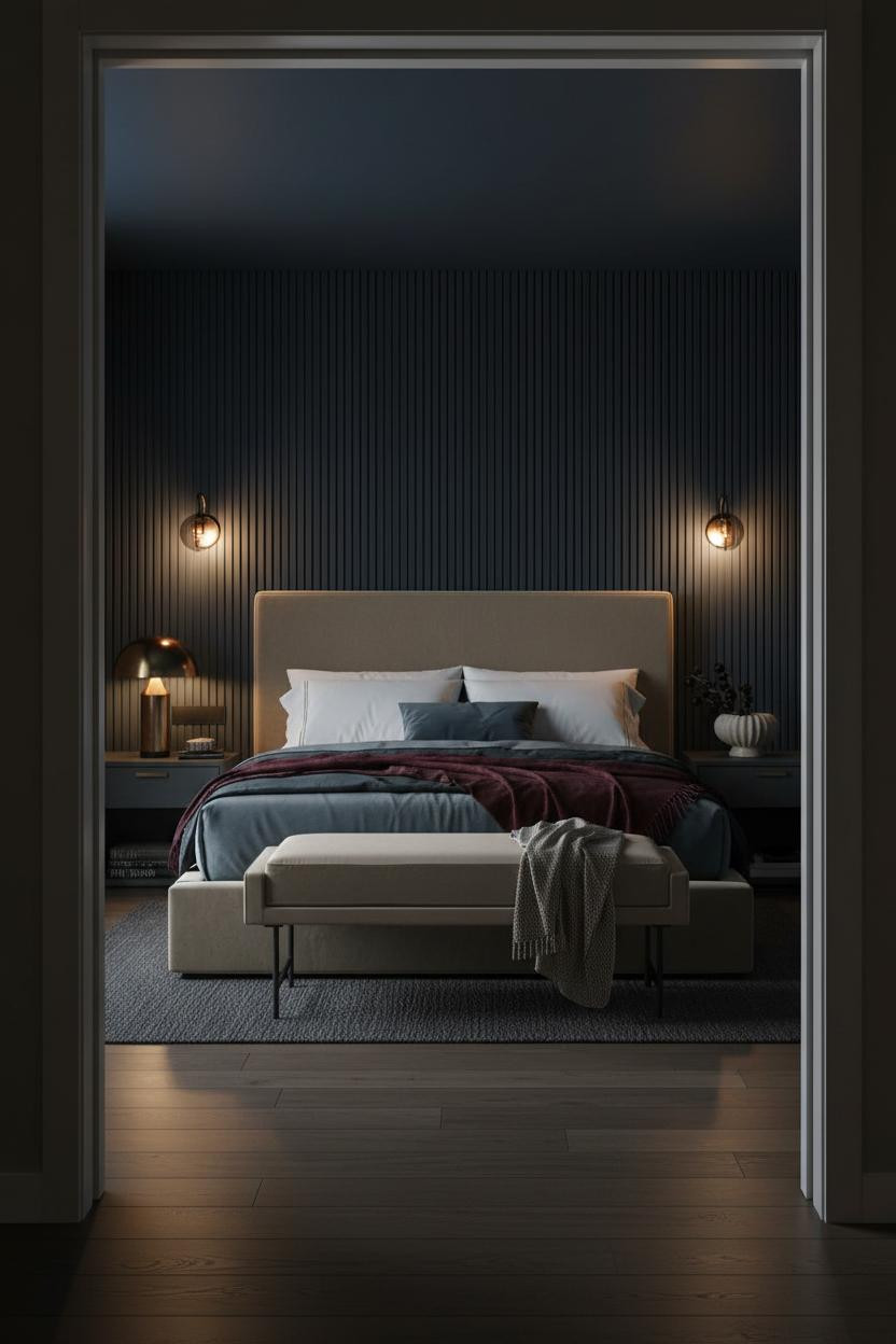 Hot Bedroom Couples Navy Fluted Romantic