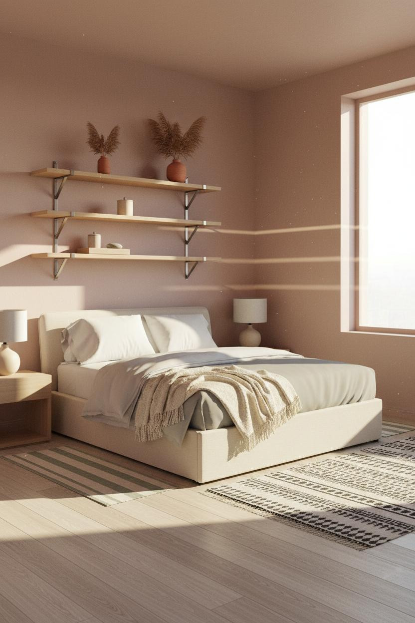 Japandi Nightstand Floating Shelves Styling