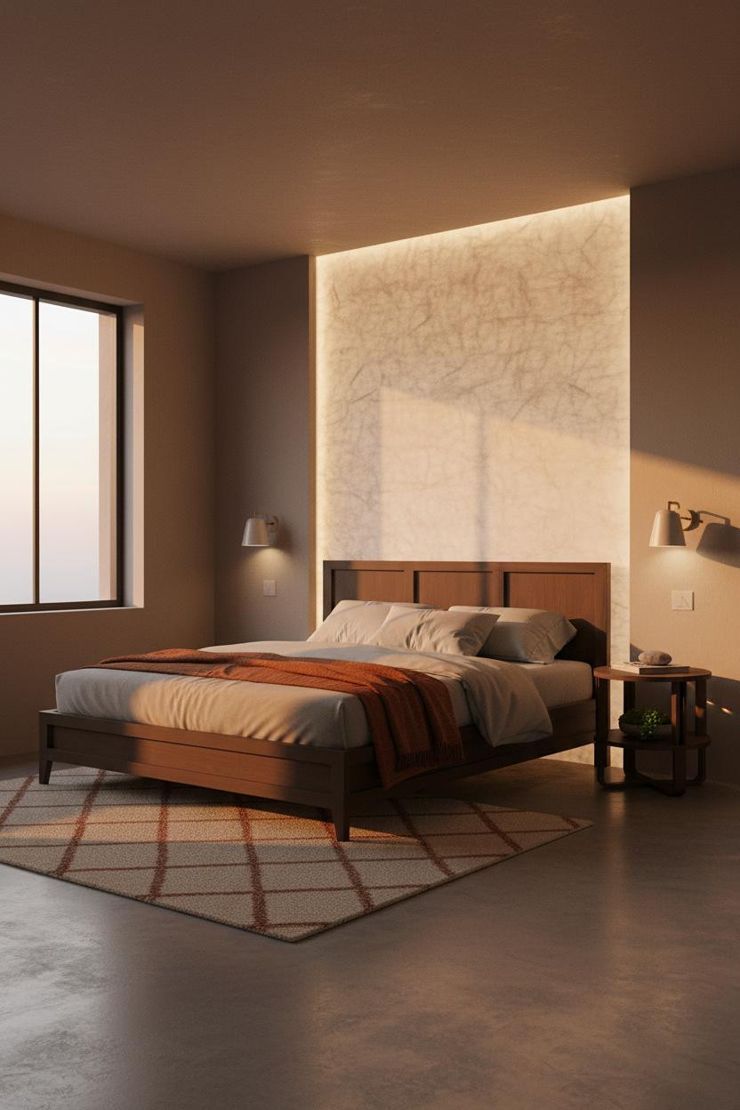 Japanese Bedroom Warm Lighting Wood
