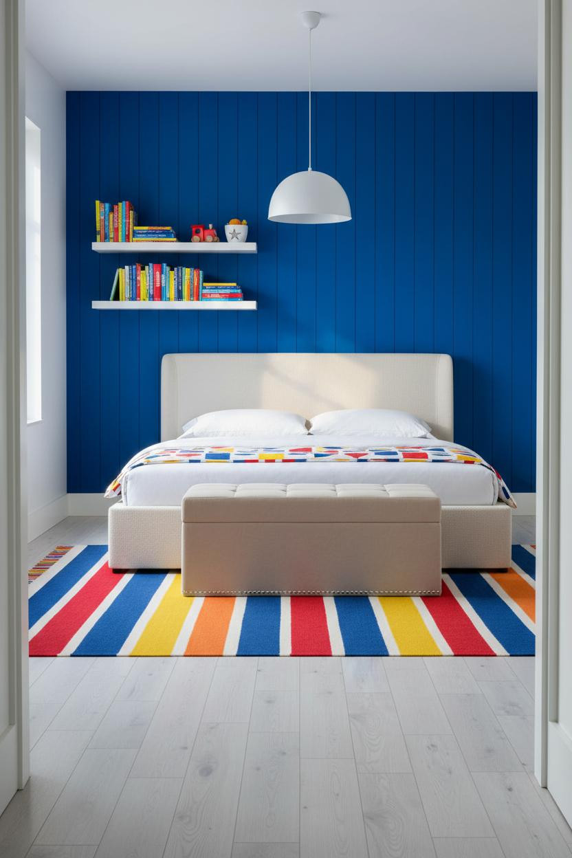 Kids Bedroom Cobalt Blue Scandi Modern Design