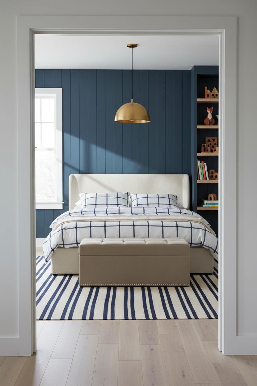 Kids Bedroom Scandi Ocean Blue Shiplap Design