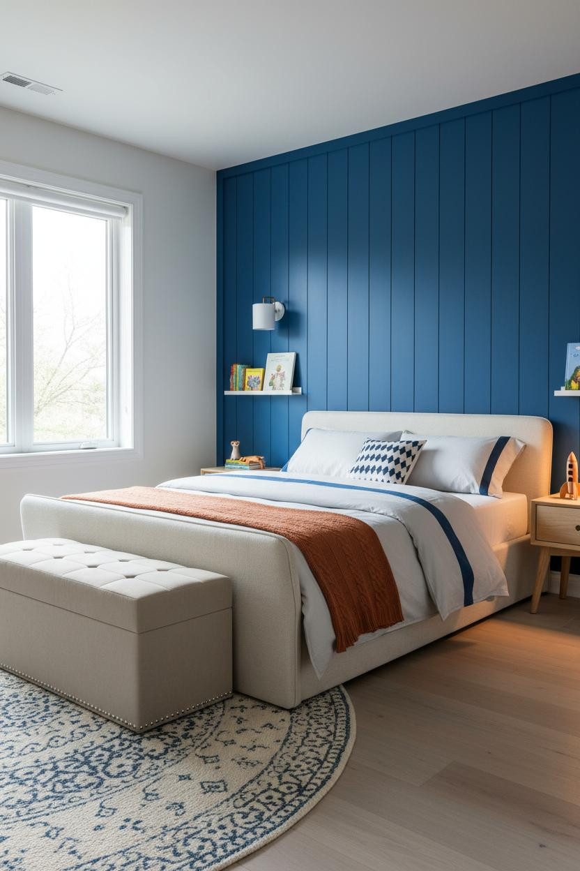 Kids Room Design Scandi Blue Bedroom with Board and Batten