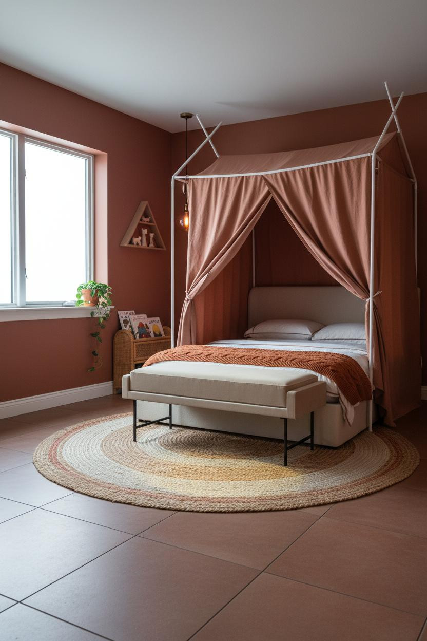 Kids Room Design Terracotta Canopy Tent Bedroom