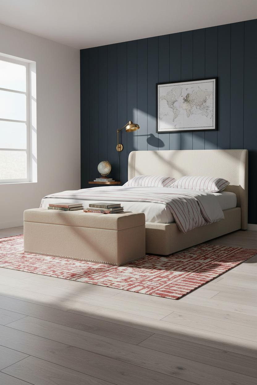 Kids Room Navy Paneling Bedroom Design