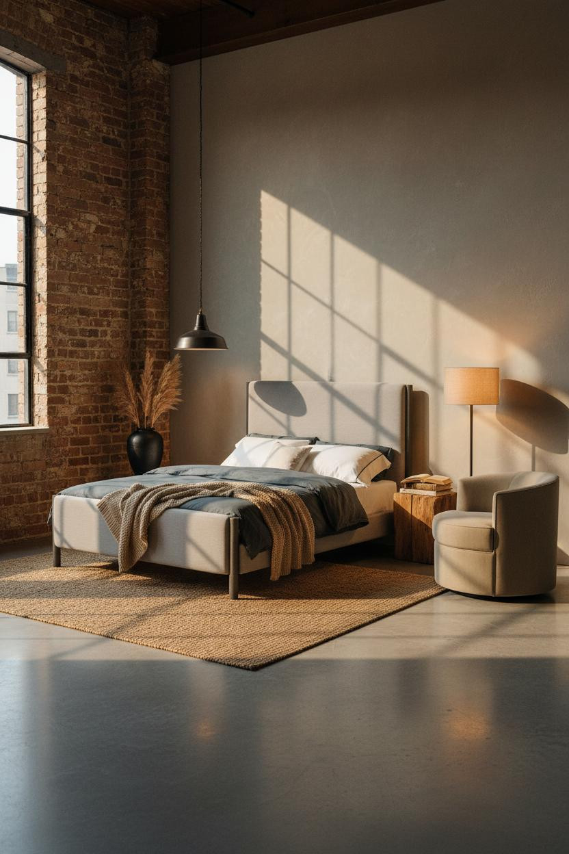 Loft Bedroom Exposed Brick Industrial