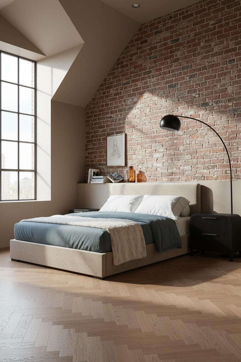 Loft Bedroom Exposed Brick Industrial