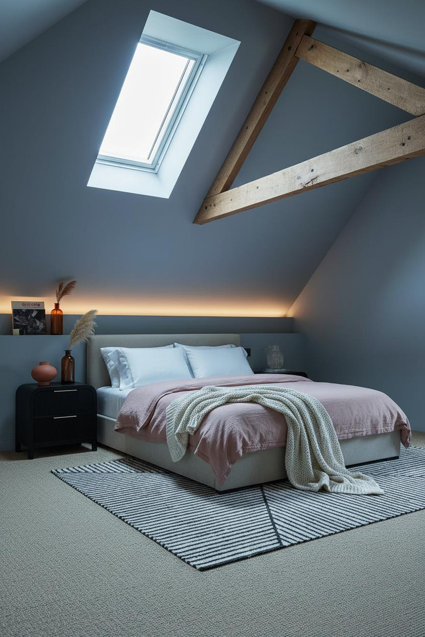 Loft Bedroom Skylight Sloped Ceiling