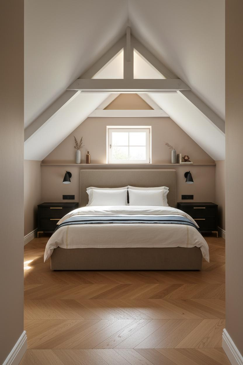 Loft Bedroom Sloped Ceiling Modern