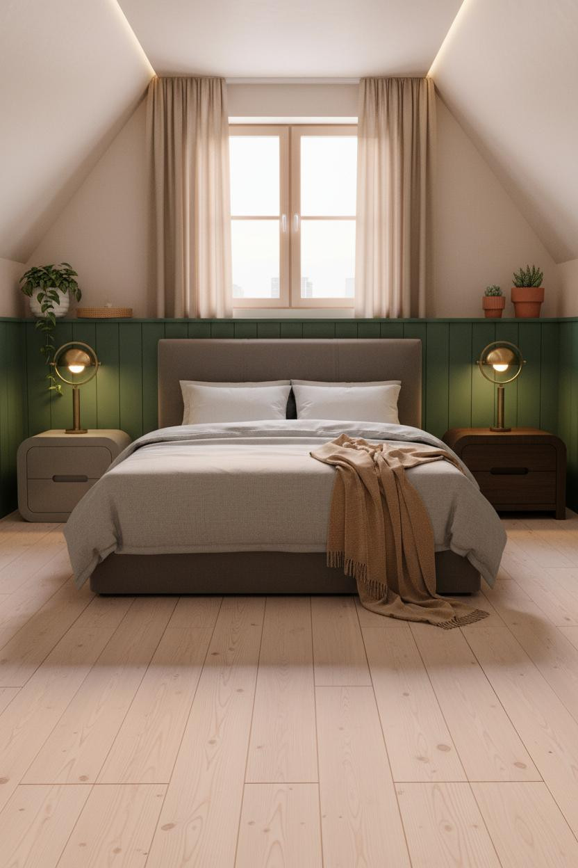 Loft Conversion Bedroom Dormer Green Wainscoting