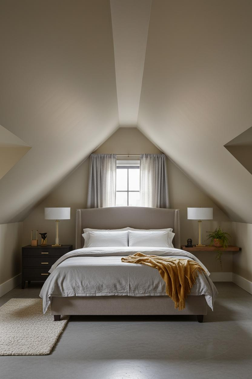 Low Attic Bedroom Slanted Ceiling Coastal