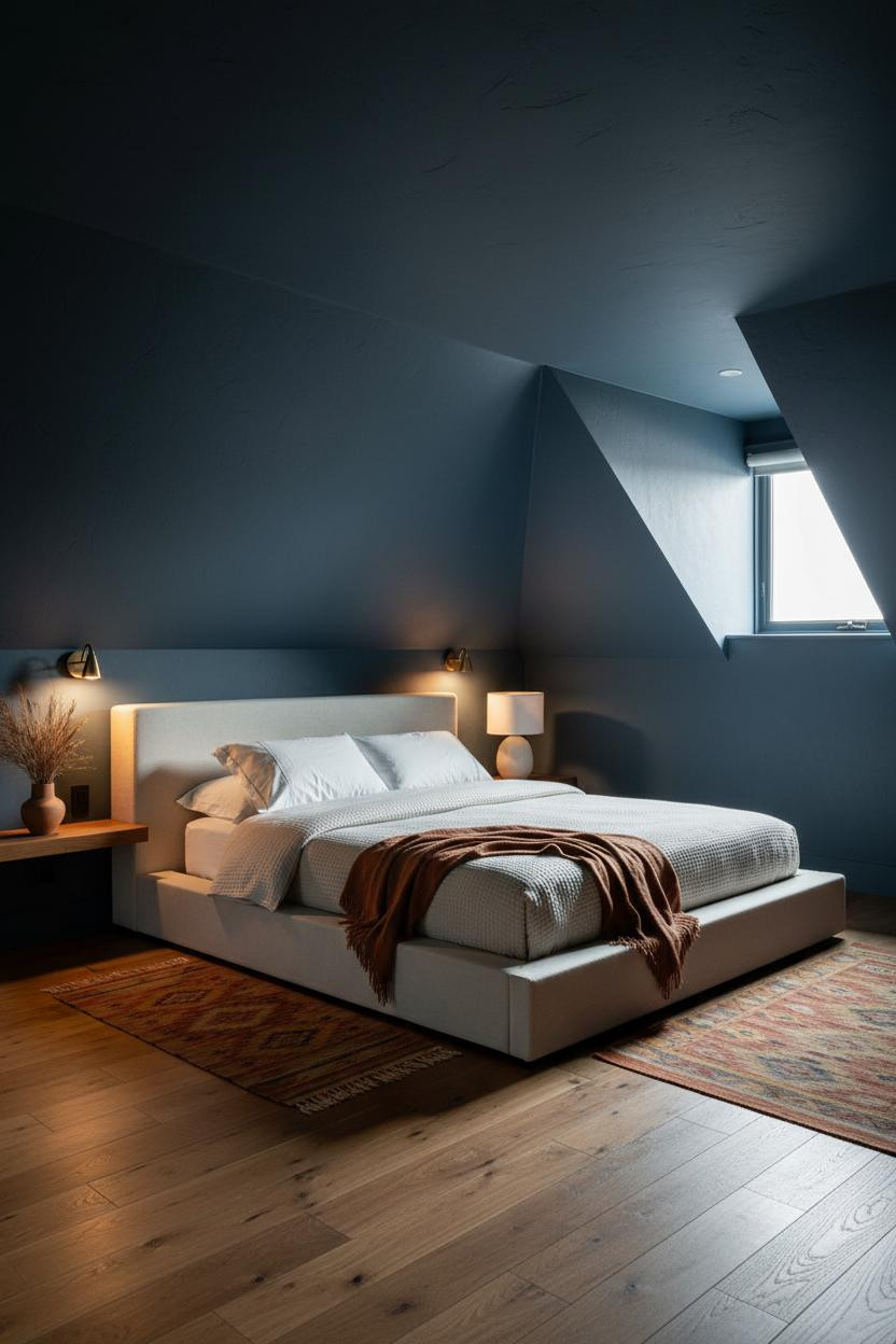 Low Attic Bedroom Slanted Ceiling Design