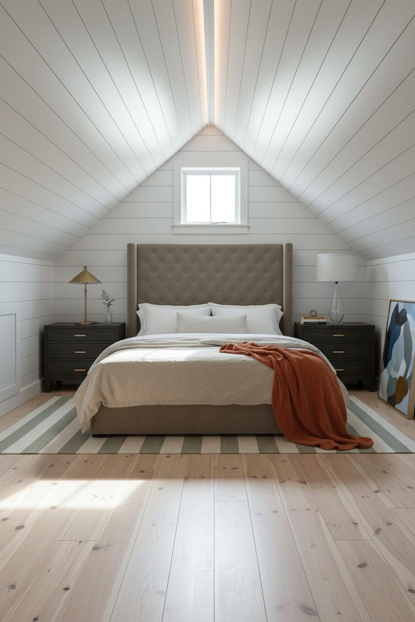 Low Attic Bedroom Slanted Walls Design
