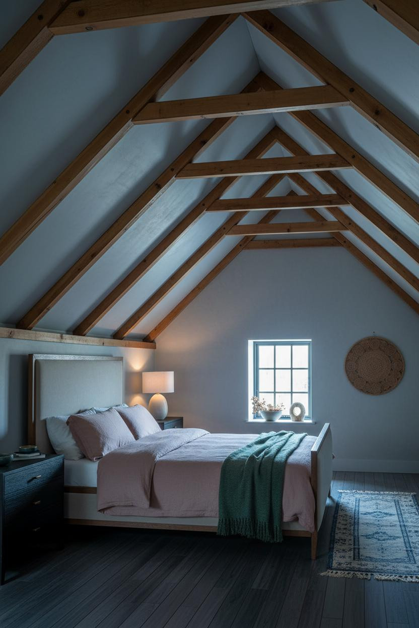 Low Attic Bedroom Slanted Walls Design