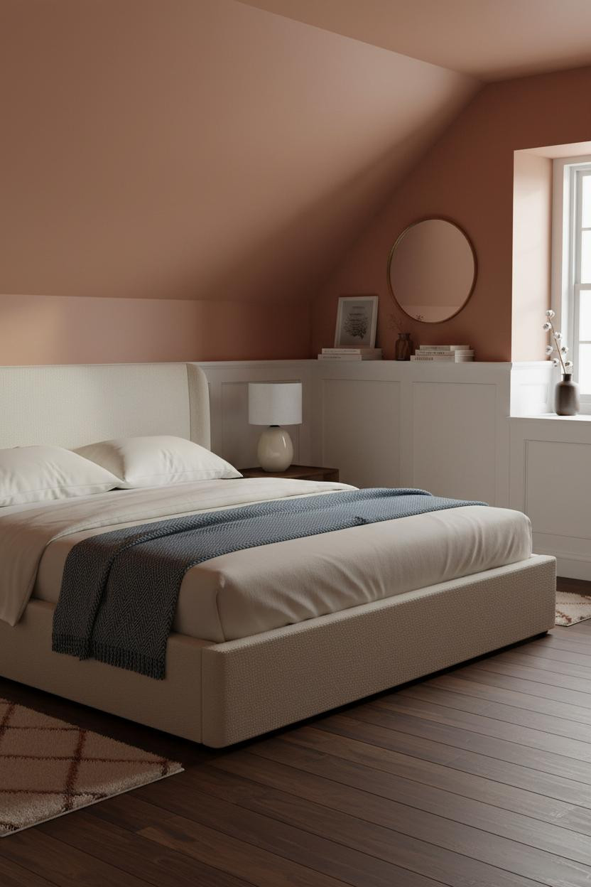 Low Attic Bedroom Slanted Walls Wainscoting