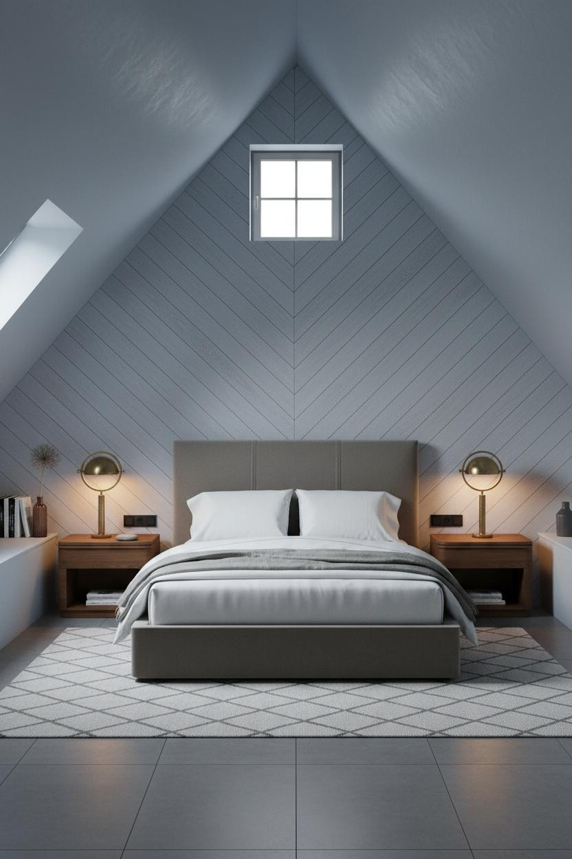 Low Ceiling Attic Bedroom Herringbone Wood