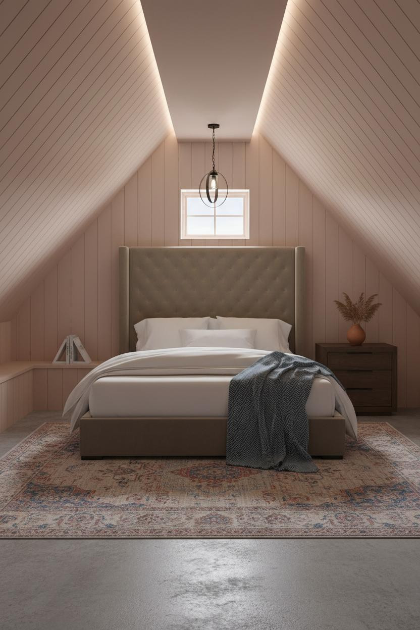 Low Ceiling Attic Bedroom Slanted Walls Design