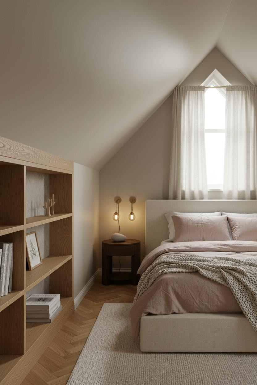 Low Ceiling Attic Bedroom Slanted Walls Shelving
