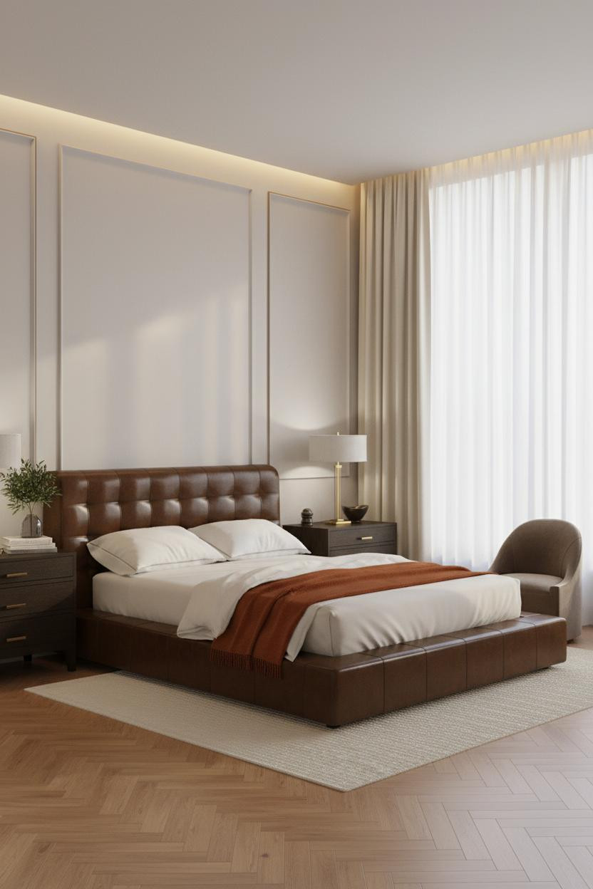 Luxury Bedroom Art Deco Bronze Paneling