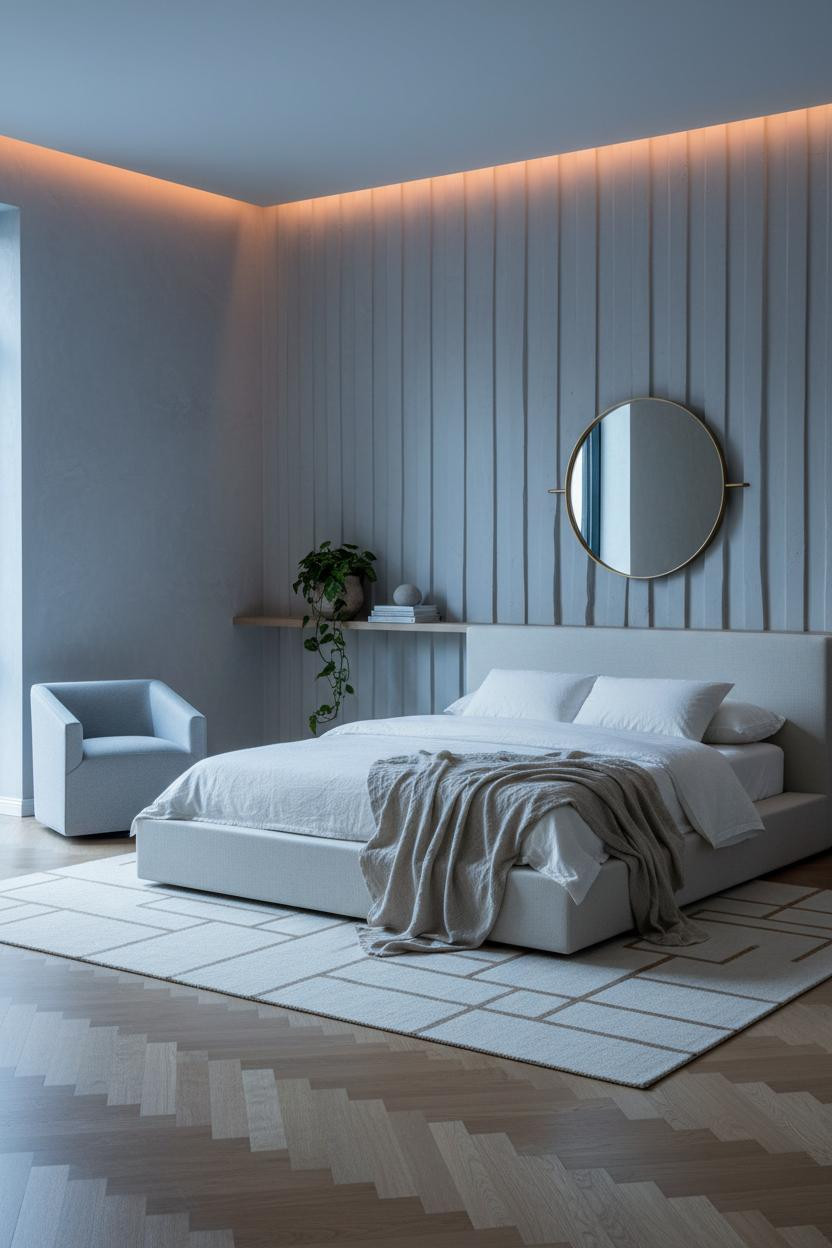 Luxury Bedroom Dove Grey Plaster Herringbone