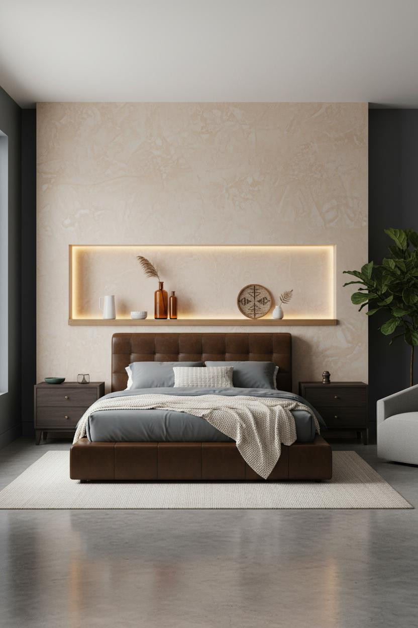 Luxury Bedroom Interior Modern Master Suite With Venetian Plaster