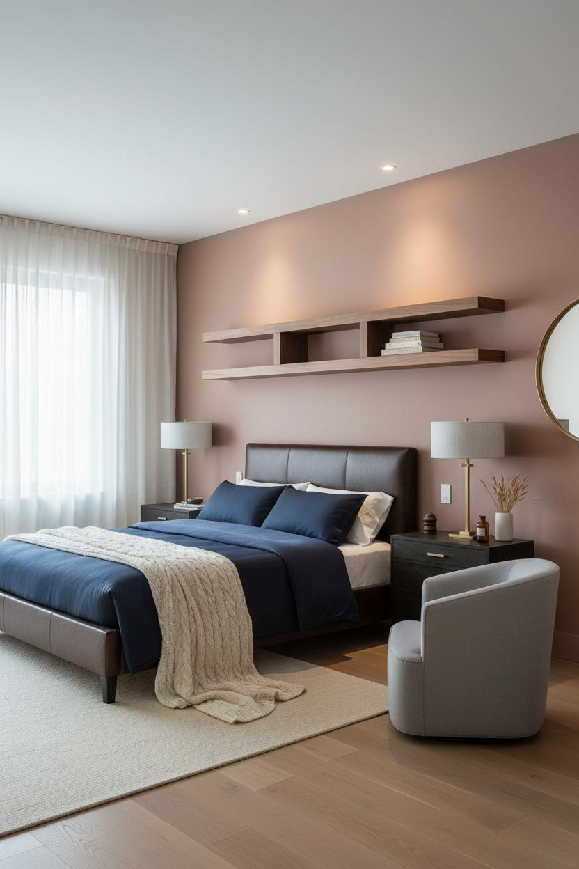 Luxury Bedroom Interior Modern Master Suite With Dusty Rose Walls