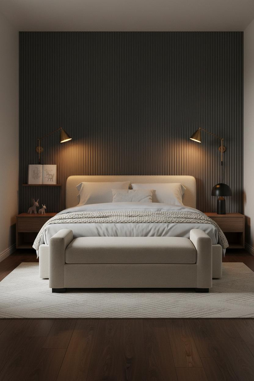 Luxury Kids Bedroom Japandi Charcoal Walls