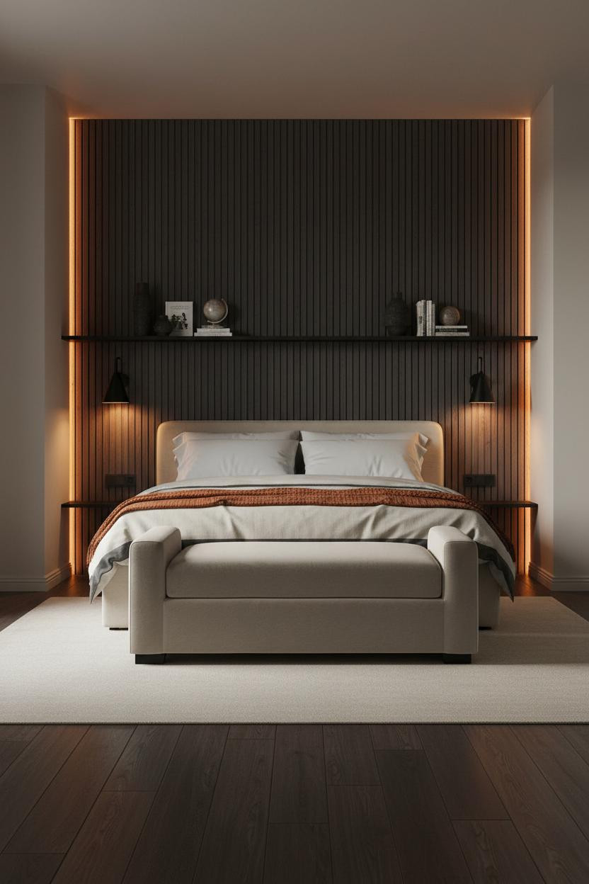 Luxury Kids Bedroom Slatted Wood Backlit