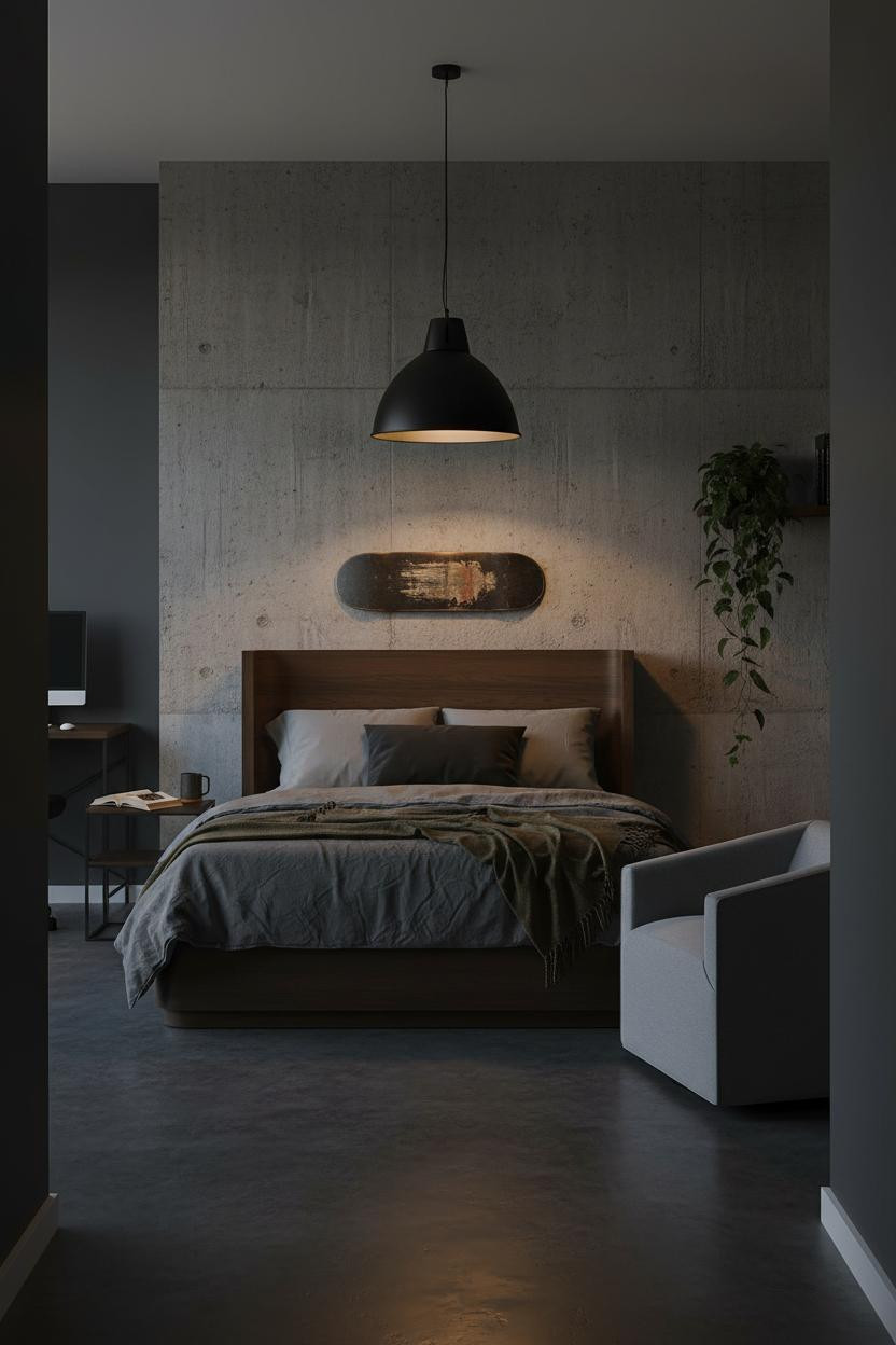 Men Bedroom Industrial Concrete Pendant