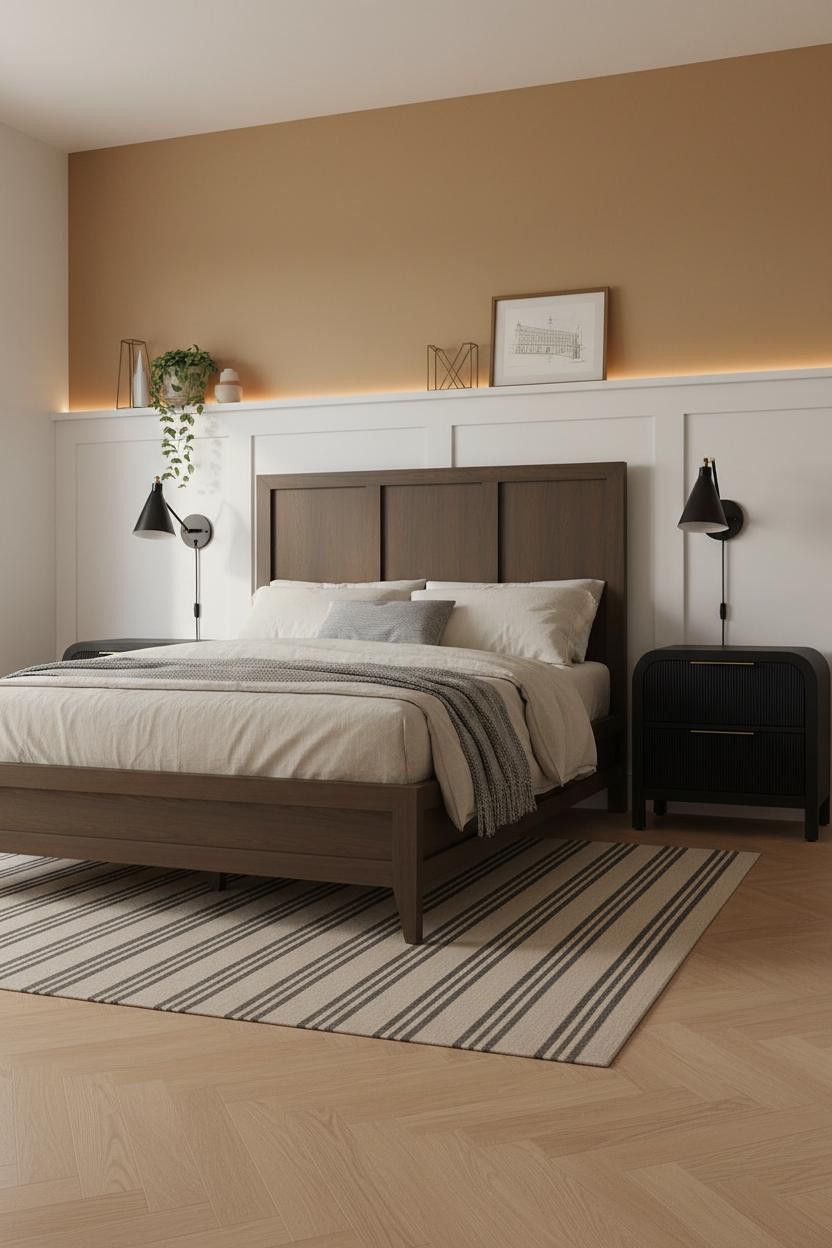 Mens Bedroom Colors Honey Wainscoting Design