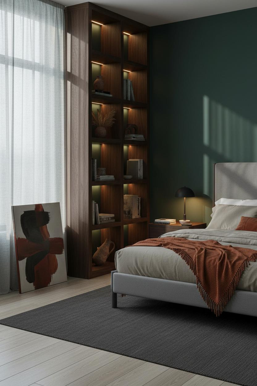 Mens Bedroom Colors Dark Green Oak