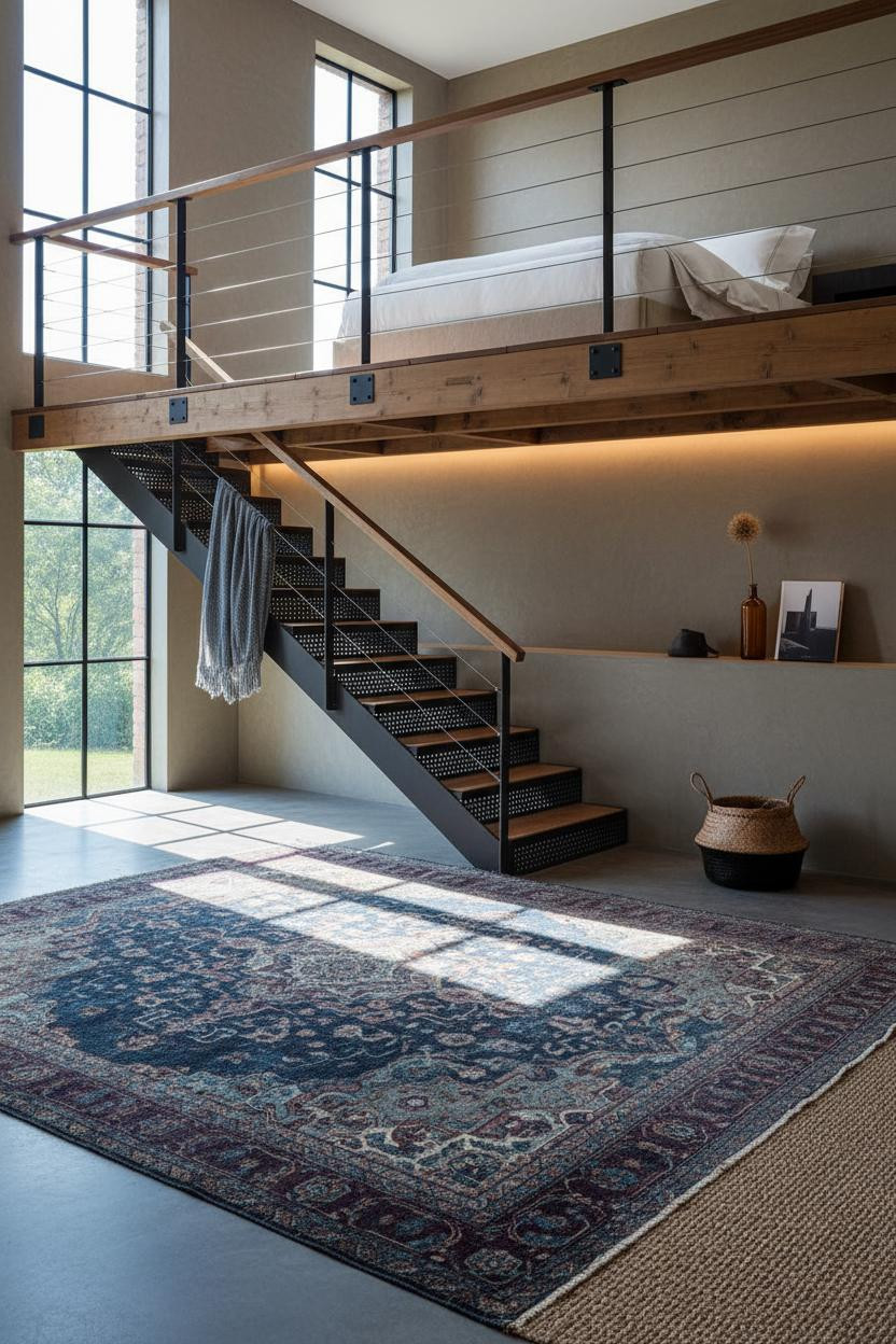 Mezzanine Bedroom Industrial Loft Platform Bed