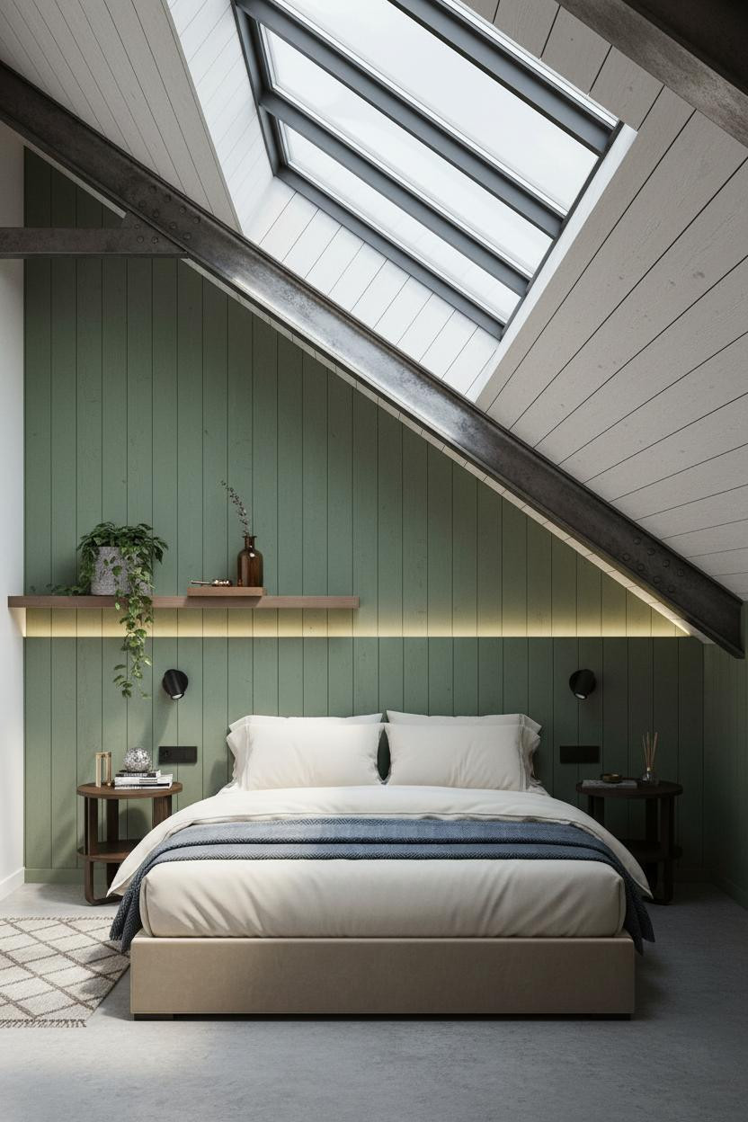 Mezzanine Bedroom Industrial Steel Beam Loft