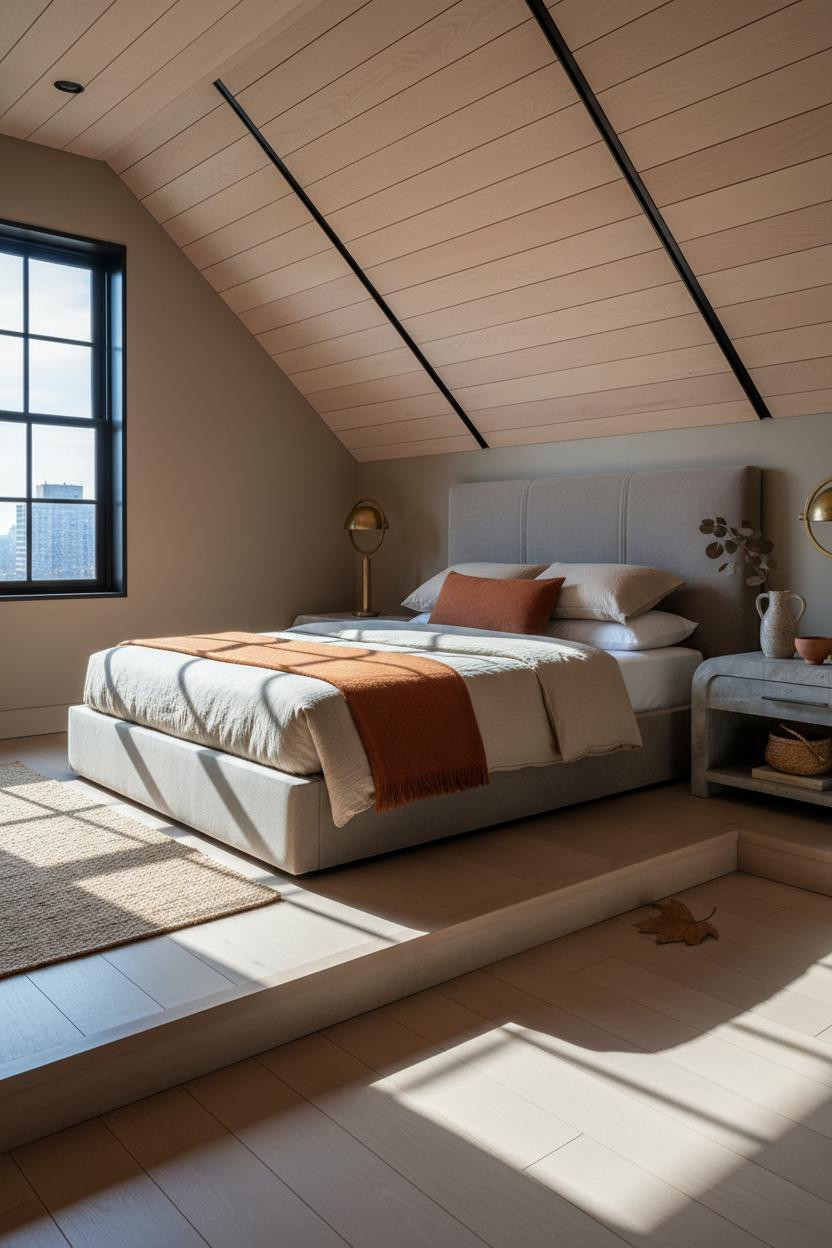 Mezzanine Bedroom Japandi Attic Loft