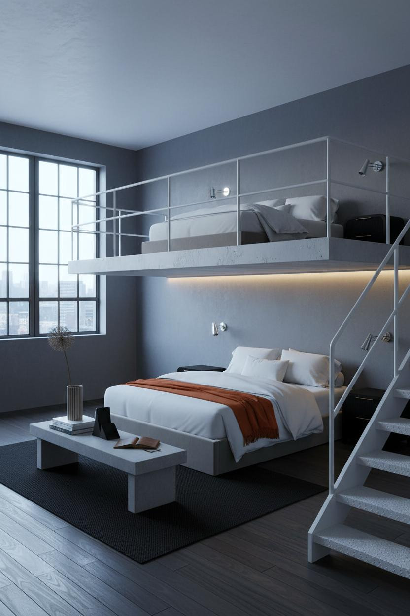 Mezzanine Bedroom Loft Platform Bed Design
