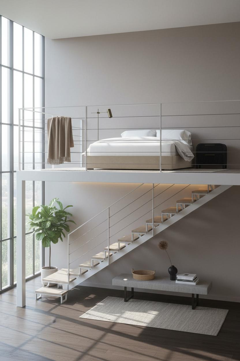 Mezzanine Bedroom Loft Platform Bed Design
