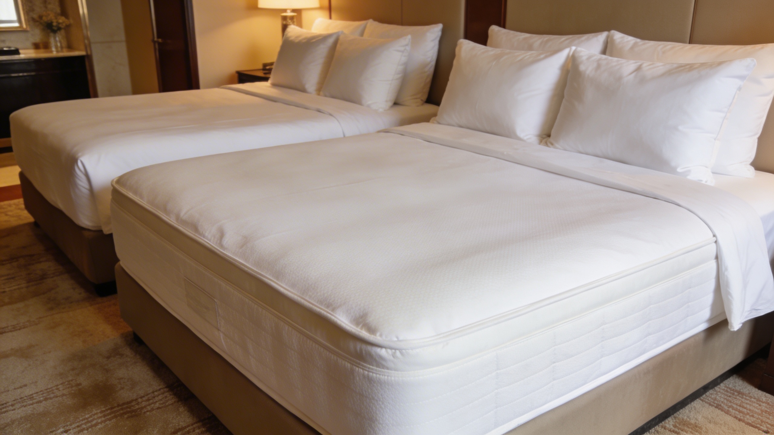 Luxurious hotel-quality bed with premium mattress and crisp white linens