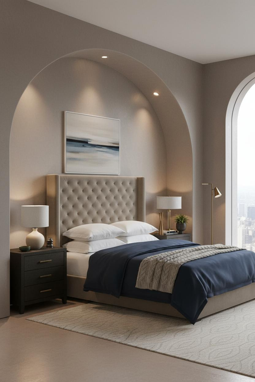 Modern Bed Design Arched Niche Headwall