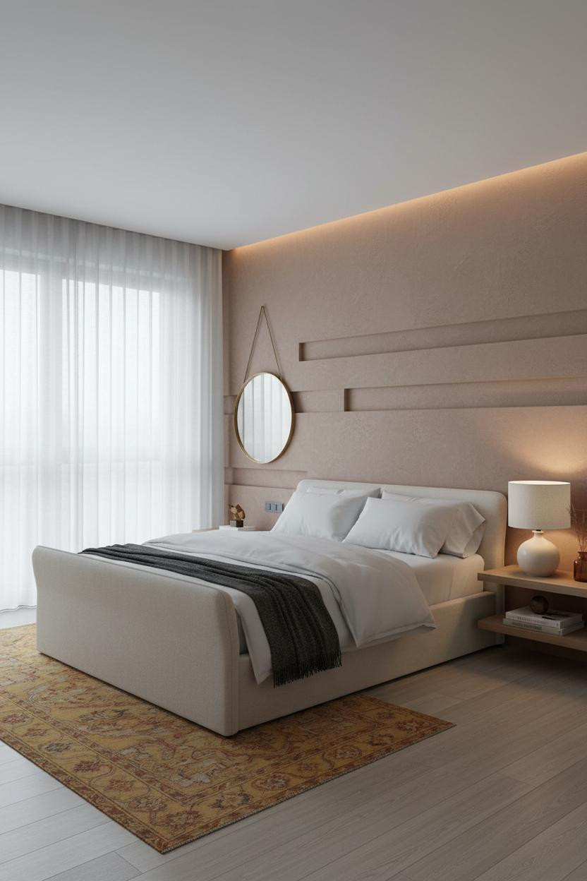 Modern Bed Design Clay Plaster Headwall