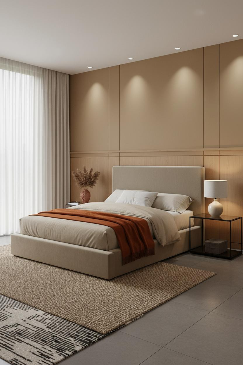 Modern Bed Design MCM Wainscoting Bedroom