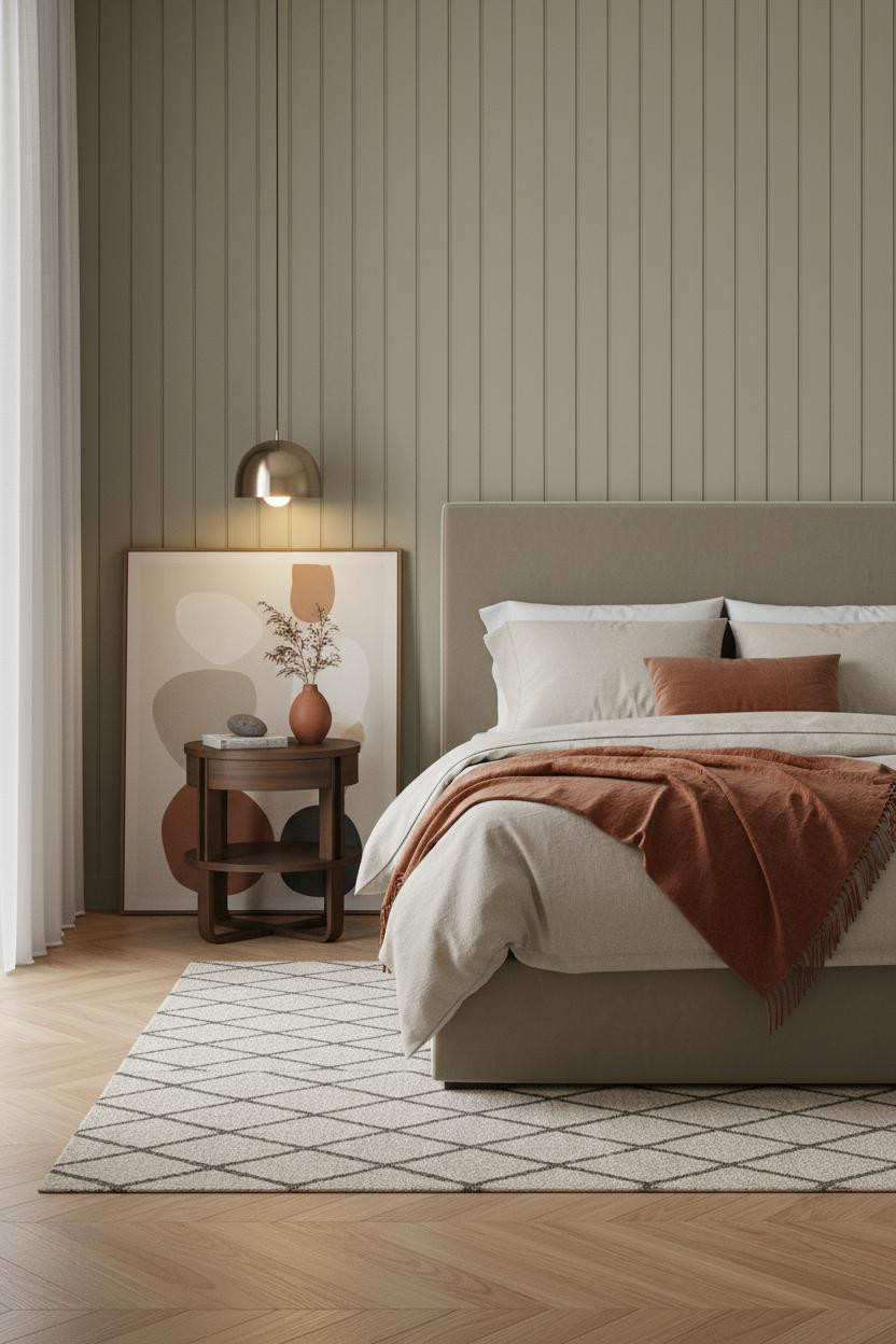 Modern Coastal Bed Design Board and Batten Headwall