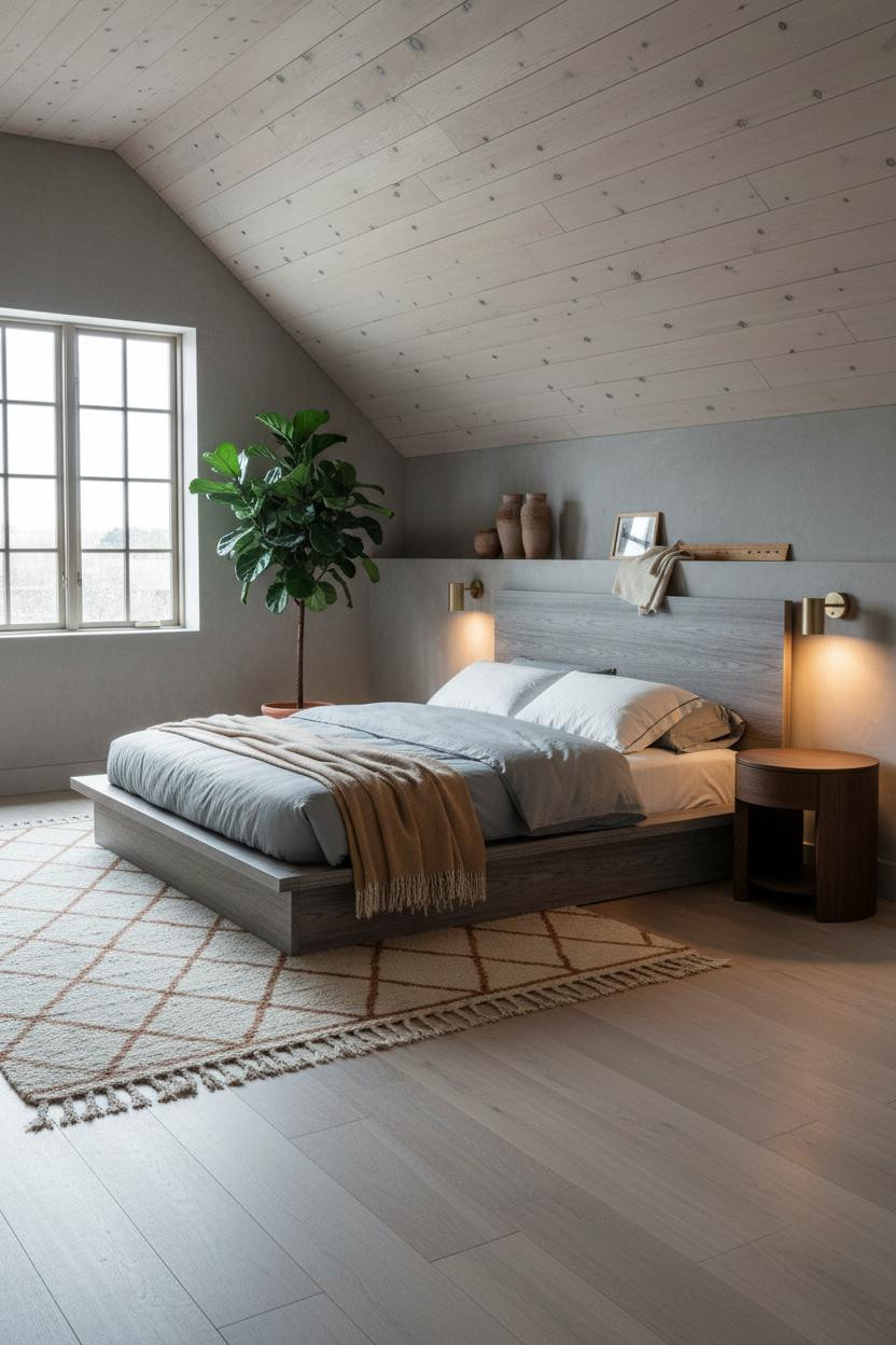 Modern Earthy Attic Bedroom Minimalist